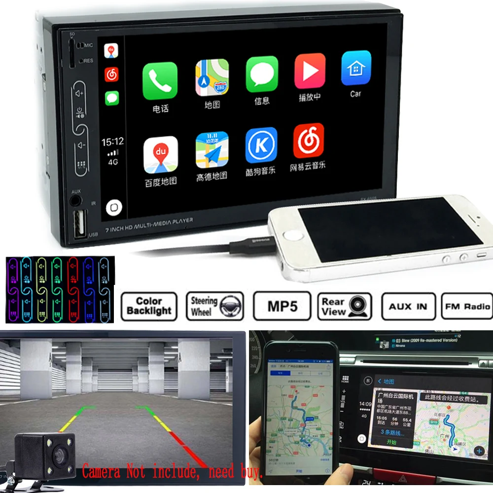 7" 2 DIN Car Radio Bluetooth Stereo MP5 Player USB Carplay&Android Auto Touchscreen AUX +Camera
7" 2 DIN Car Radio Bluetooth Stereo MP5 Player USB Carplay&Android Auto Touchscreen AUX +Camera