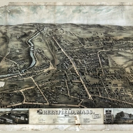 Historic Map of Greenfield Massachusetts 1877 Franklin County Poster Print (36 x 54)