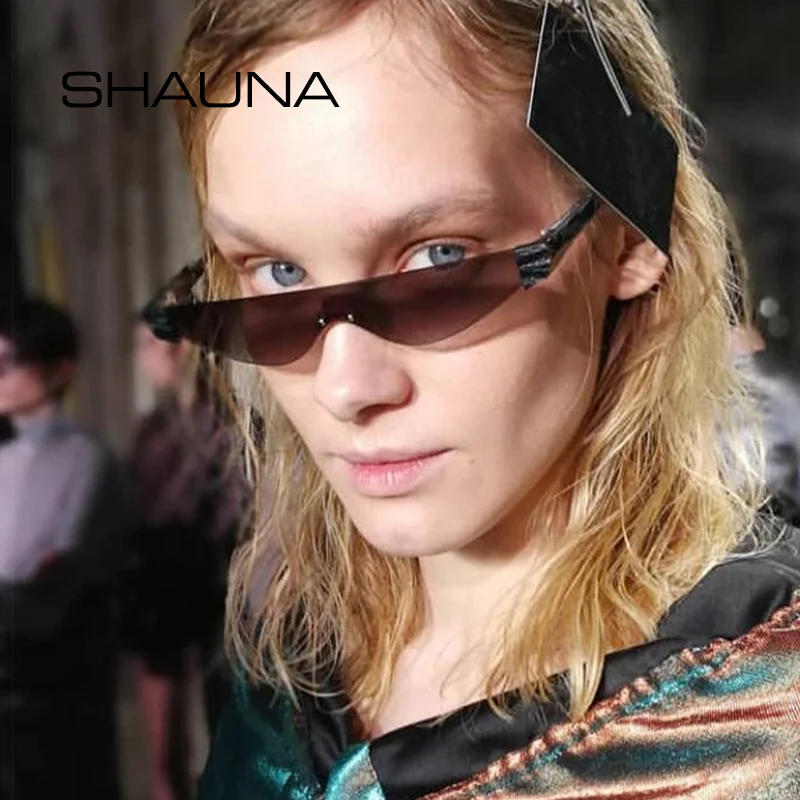 SHAUNA Ins Popular Small Cat Sunglasses Women Fashion One Piece Rimless Sun Glasses Men Drop Shipping
SHAUNA Ins Popular Small Cat Sunglasses Women Fashion One Piece Rimless Sun Glasses Men Drop Shipping