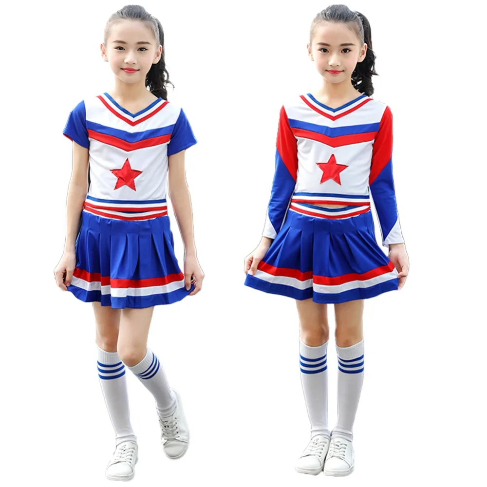 Girls Cheerleader Costume School Team Cheerleading Outfit Uniform Match Pom Poms Socks 
Girls Cheerleader Costume School Team Cheerleading Outfit Uniform Match Pom Poms Socks