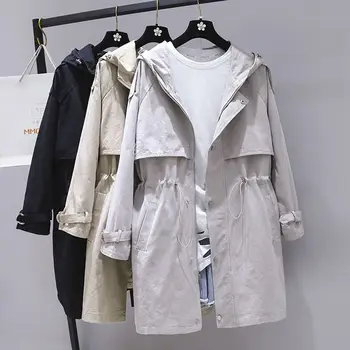 Spring Hooded Windbreaker Casual Trench Coat For Women Casacos Femininos Female Overcoat Long Trench Coat Casaco Feminino
Spring Hooded Windbreaker Casual Trench Coat For Women Casacos Femininos Female Overcoat Long Trench Coat Casaco Feminino