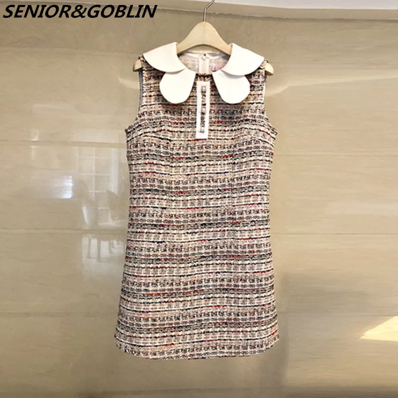 2019 High Quality New Brand Dresses Luxury Runway Designers Autumn Winter Women Sleeveless Beading Pearls Tweed Sexy Party Dress
2019 High Quality New Brand Dresses Luxury Runway Designers Autumn Winter Women Sleeveless Beading Pearls Tweed Sexy Party Dress
