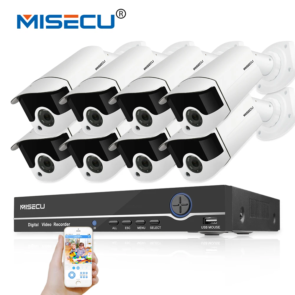 MISECU IEEE802.3af 48 В 8Ch POE NVR WDR массив 8x2 0 Мп H.264 + Модуль камеры onvif P2P Открытый ночь ИК