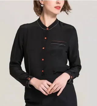 Heavy silk shirt female long sleeved silk color line 2018 new spring primer Shirt Black
Heavy silk shirt female long sleeved silk color line 2018 new spring primer Shirt Black