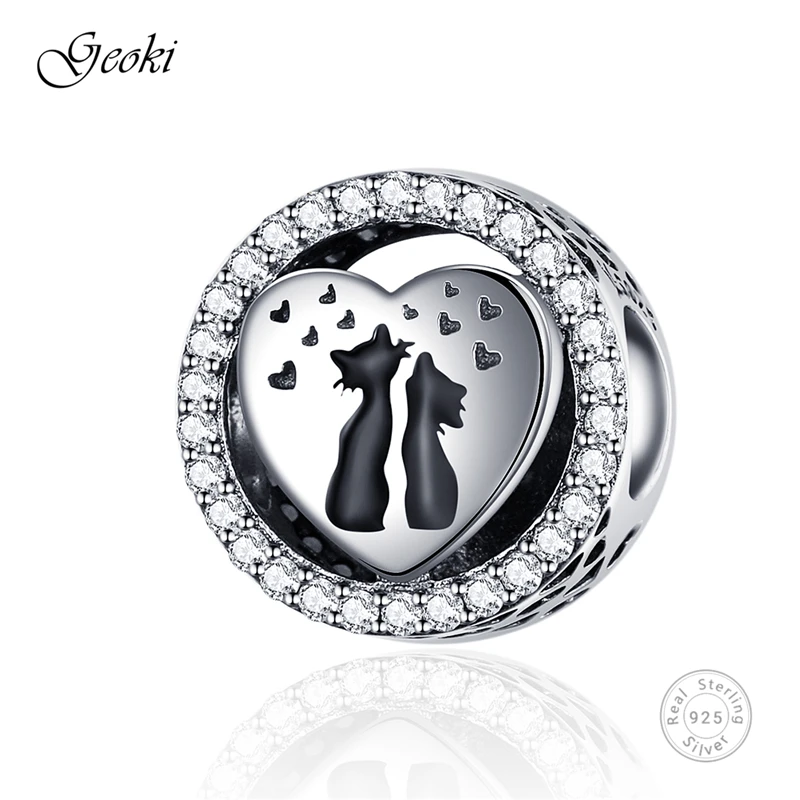 Geoki 925 Sterling Silver Cute Sitting Together Couple Love Cat Beads fit Original Pandora Bracelet Micro White CZ Kitty Charms
Geoki 925 Sterling Silver Cute Sitting Together Couple Love Cat Beads fit Original Pandora Bracelet Micro White CZ Kitty Charms