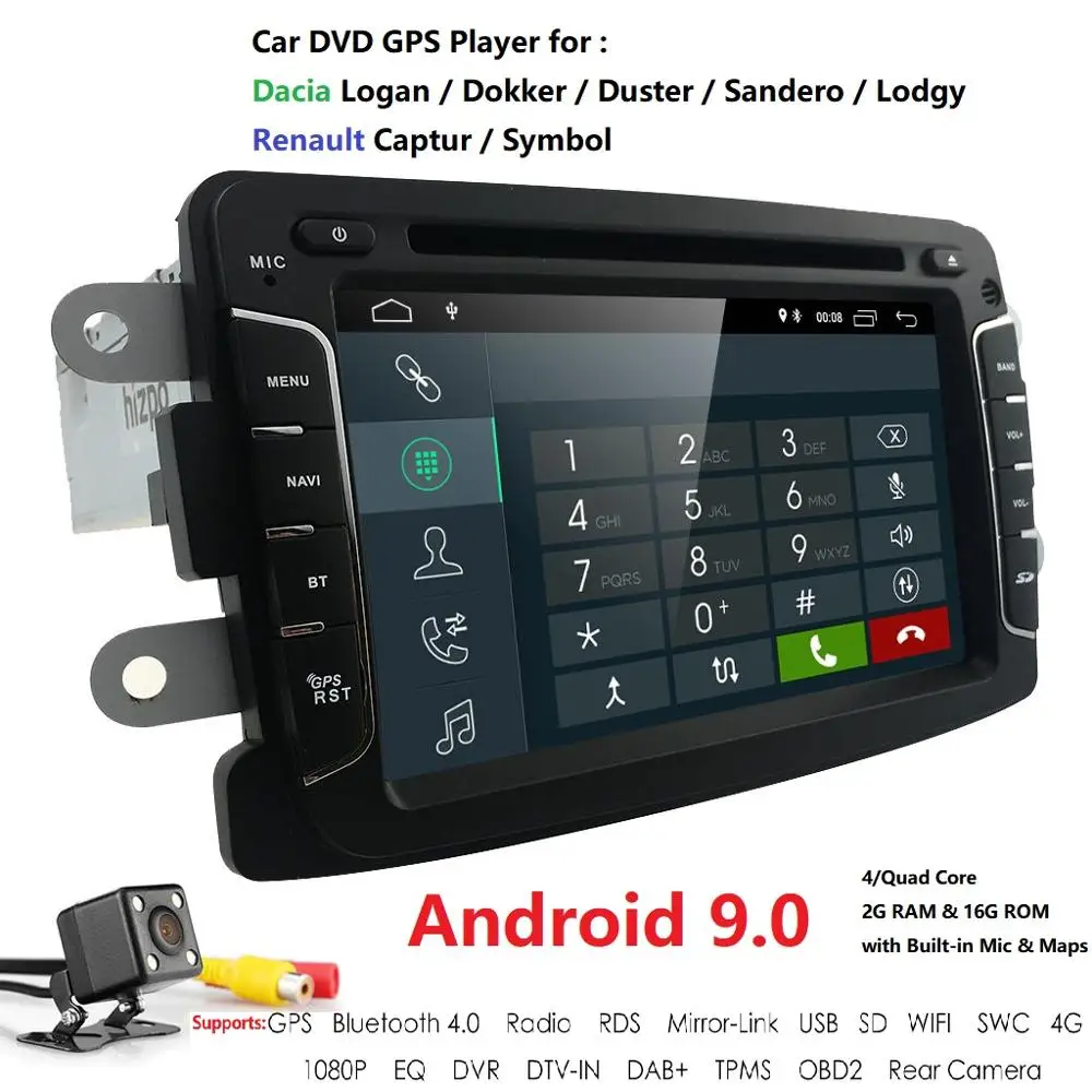 Android 9 0 емкостный экран GPS Навигатор Радио для Dacia Renault Duster Logan Sandero автомобильный DVD