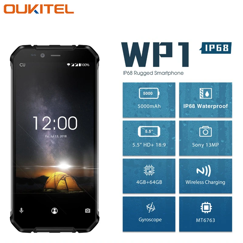 OUKITEL WP1 IP68 Waterproof Cell Phone 5.5" 4G+64G MTK6763 Octa Core Android 8.1 5000mAh Wireless Charging Tri-proof Smartphone
OUKITEL WP1 IP68 Waterproof Cell Phone 5.5" 4G+64G MTK6763 Octa Core Android 8.1 5000mAh Wireless Charging Tri-proof Smartphone