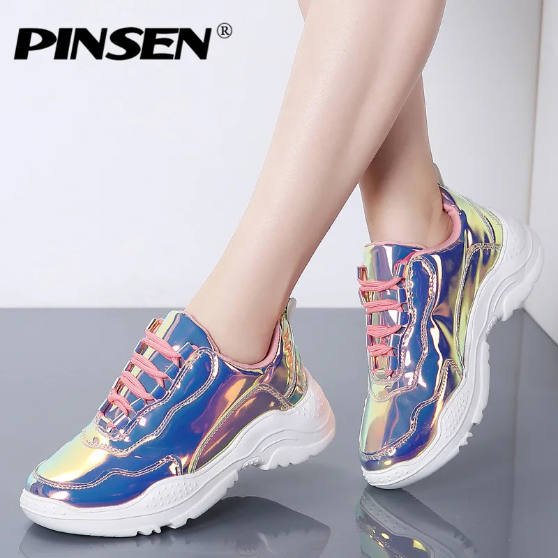 PINSEN 2019 Spring Sneakers Women Shiny Bling Lace-up Flats Shoes Women Basket Femme Trainers Shoes Chunky Sneakers creepers
PINSEN 2019 Spring Sneakers Women Shiny Bling Lace-up Flats Shoes Women Basket Femme Trainers Shoes Chunky Sneakers creepers