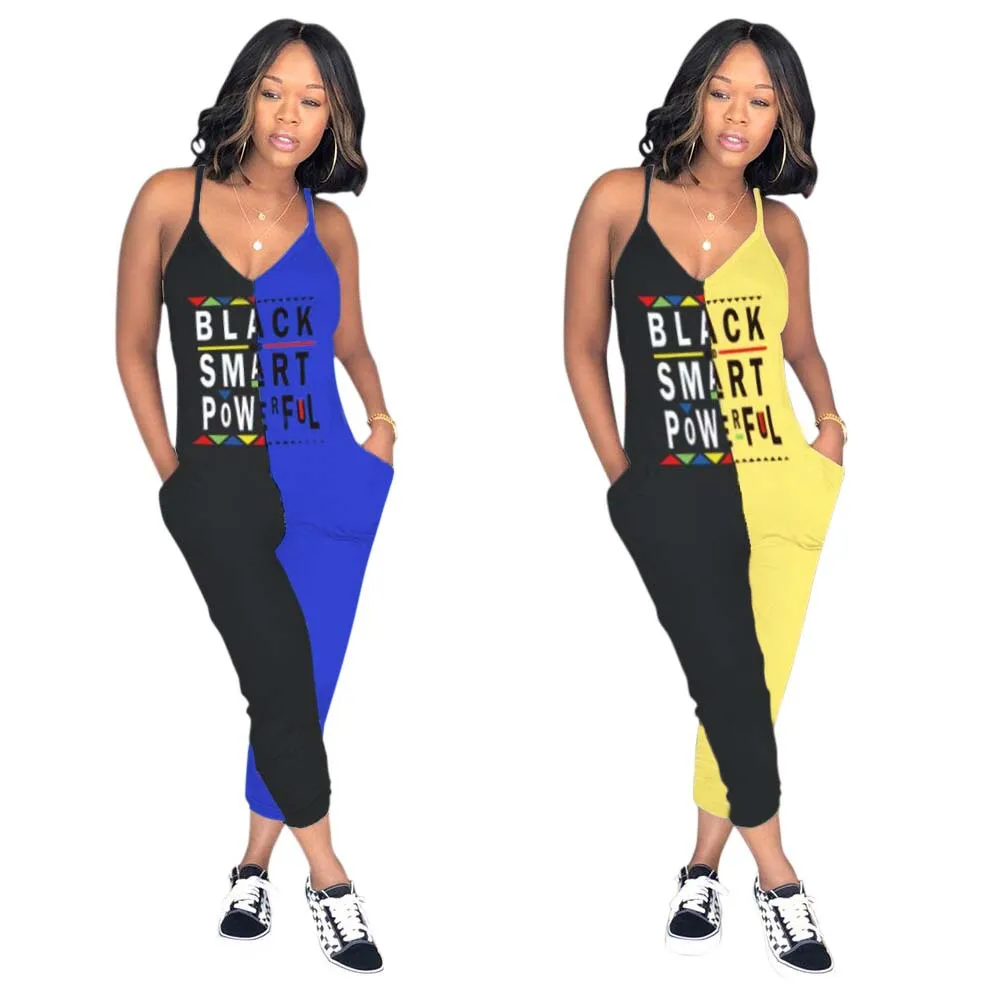 2019 summer Fashion Hot Sexy LadiesTwo-tone stitching letter print jumpsuit romper High Quality Sleeveless Long Trousers
2019 summer Fashion Hot Sexy LadiesTwo-tone stitching letter print jumpsuit romper High Quality Sleeveless Long Trousers