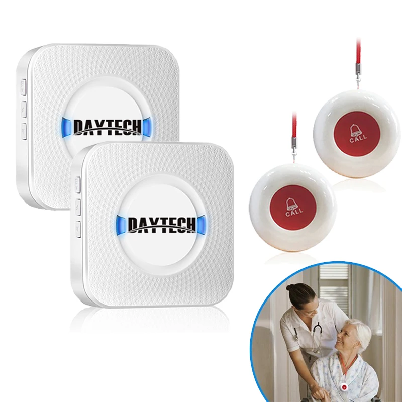 DAYTECH Wireless Caregiver Pager SOS Nurse Calling Alert Smart Call Button Elderly Patient Disable 2 Receiver 2 Call Transmitter
DAYTECH Wireless Caregiver Pager SOS Nurse Calling Alert Smart Call Button Elderly Patient Disable 2 Receiver 2 Call Transmitter