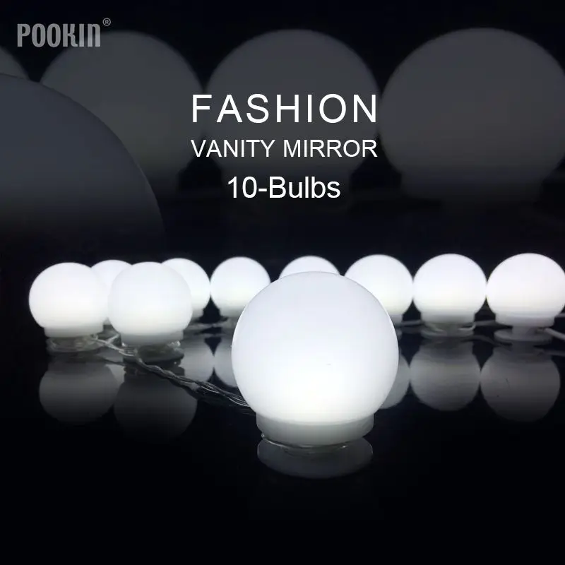 LED Dimmable Light Bulbs Fashion Vanity Makeup Mirror Cool White 10-Bulbs Touch Control Hollywood DIY Lamp
LED Dimmable Light Bulbs Fashion Vanity Makeup Mirror Cool White 10-Bulbs Touch Control Hollywood DIY Lamp