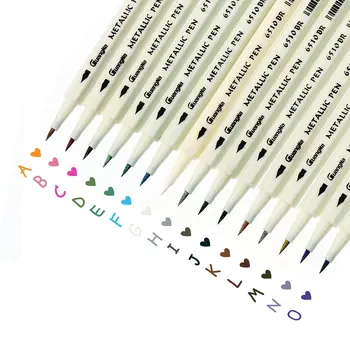 Metallic Marker Pens, Set of 15 Colors Calligraphy Brush Markers for Card Making, DIY Photo Album, Many Surfaces (Brush Tip)
Metallic Marker Pens, Set of 15 Colors Calligraphy Brush Markers for Card Making, DIY Photo Album, Many Surfaces (Brush Tip)