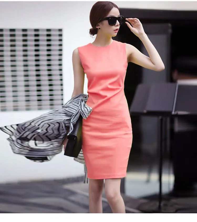 2019 Summer Women Elegant Sleeveless Mini Dress Sheath Office Lady O-Neck Bodycon Dress Fashion Solid Party Dresses 
2019 Summer Women Elegant Sleeveless Mini Dress Sheath Office Lady O-Neck Bodycon Dress Fashion Solid Party Dresses