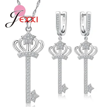 925 Sterling Silver Jewelry Set Fashion Zircon Color Key Lock Set Crown Star Pendant Necklace Earring Wedding Jewelry
925 Sterling Silver Jewelry Set Fashion Zircon Color Key Lock Set Crown Star Pendant Necklace Earring Wedding Jewelry