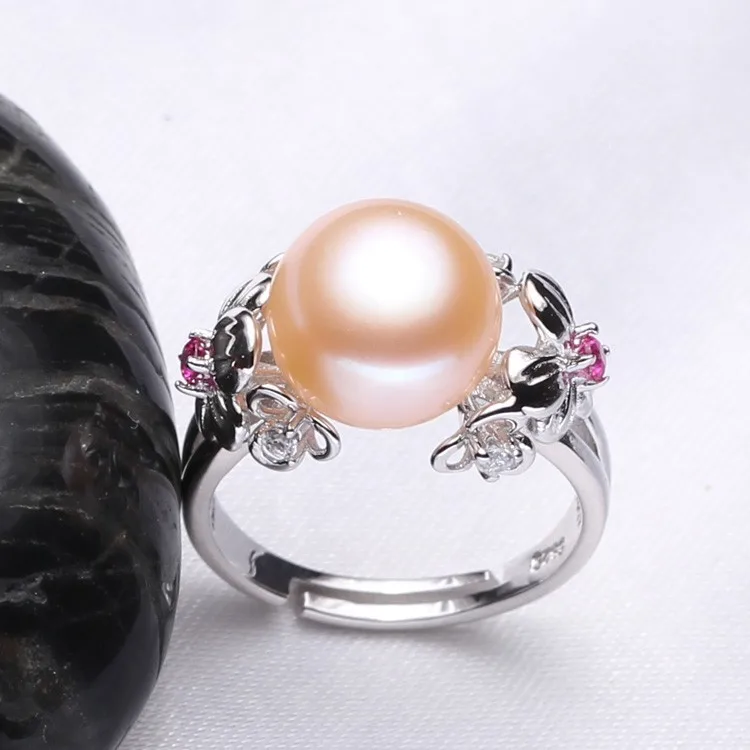 FENASY 10-11mm Pearl Jewelry,natural Pearl rings for love,Freshwater Pearl 925 Silver ring,ruby silver rings for women gift box - Fine Rings Trendy Freshwater Pearls Silver Geometric -------- Wedding Bands PR0241 Semiround Pearl Women Party FENASY None Tension Setting 925 Sterling CNAS 10-11mm Freshwater Pearls Gift box None