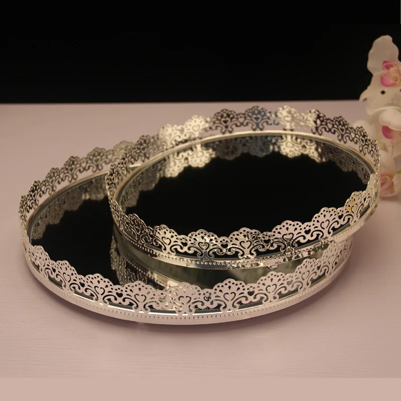European-style metal silver plated cake plate / tray / makeup mirror platters 10-12 inch
European-style metal silver plated cake plate / tray / makeup mirror platters 10-12 inch