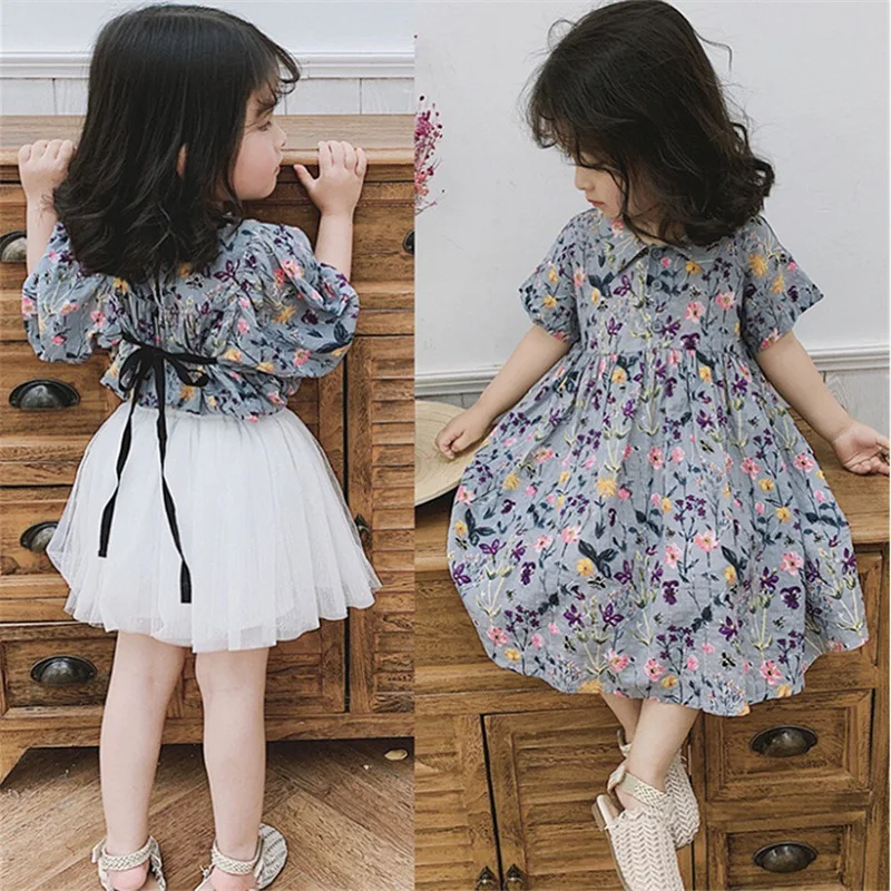 2019 Summer Girl Cotton Flower Little Fresh Dress Two Styles Short Sleeve Fashion Bowtie Ruched for 2-6 Years Old Kids Clothes
2019 Summer Girl Cotton Flower Little Fresh Dress Two Styles Short Sleeve Fashion Bowtie Ruched for 2-6 Years Old Kids Clothes