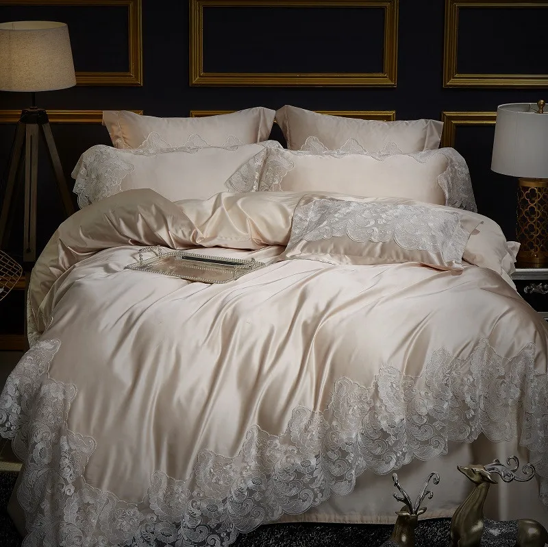 Champagne Color European Style Luxury Lace Embroidery Comfortable