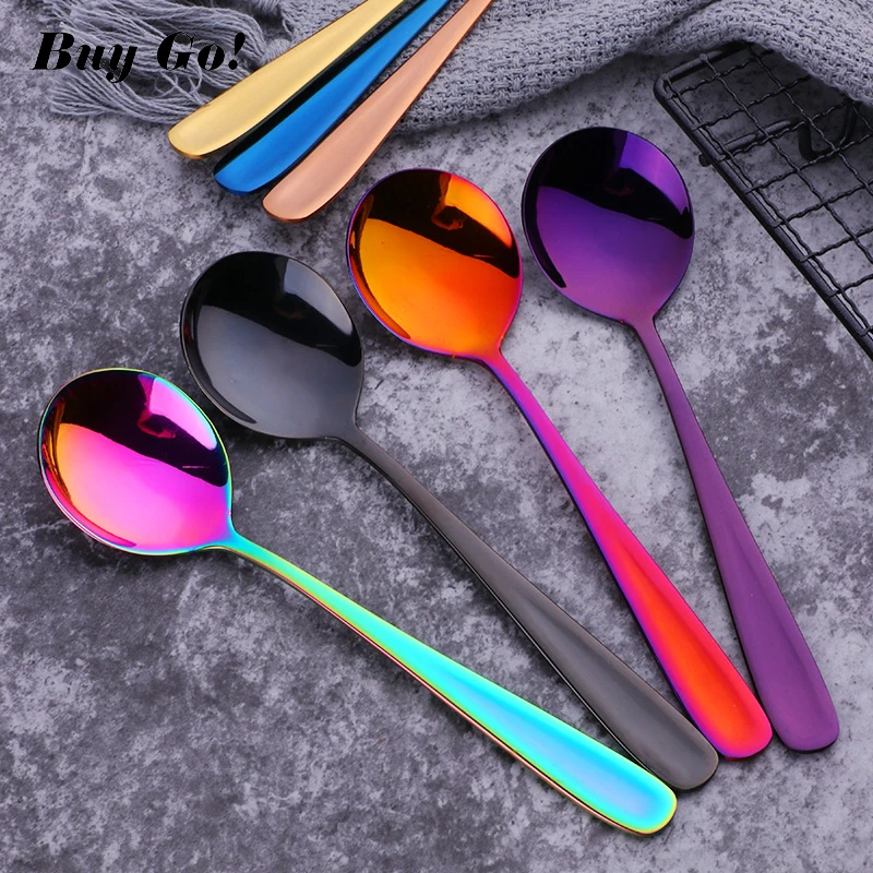 New Colorful Stainless Steel Serving Round Shape Spoon Coffee Scoops Ice Cream Dessert Tea Spoon Tableware Kitchen Cafe Tools
New Colorful Stainless Steel Serving Round Shape Spoon Coffee Scoops Ice Cream Dessert Tea Spoon Tableware Kitchen Cafe Tools
