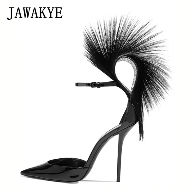 2019 Runway designer crystal studded feather women sandals pointed toe thin high heels shoes patent leather ladies party shoes
2019 Runway designer crystal studded feather women sandals pointed toe thin high heels shoes patent leather ladies party shoes