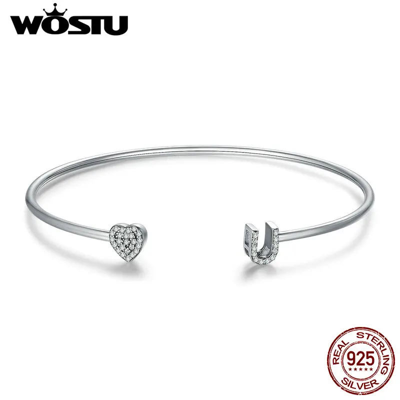 WOSTU 100% 925 Sterling Silver I Love You Clear CZ Heart Adjustable Cuff Bangle for Women Luxury Sterling-Silver-Jewelry CQB044
WOSTU 100% 925 Sterling Silver I Love You Clear CZ Heart Adjustable Cuff Bangle for Women Luxury Sterling-Silver-Jewelry CQB044