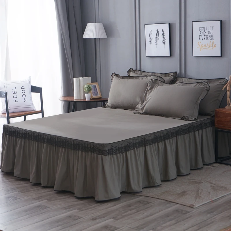 Dark Grey Lace Edge Ruffled Bed skirt Pillowcase 160x200cm Elastic Bedskirt Lightweigh Ultra Soft Bed sheet set Three Sides Wrap
Dark Grey Lace Edge Ruffled Bed skirt Pillowcase 160x200cm Elastic Bedskirt Lightweigh Ultra Soft Bed sheet set Three Sides Wrap
