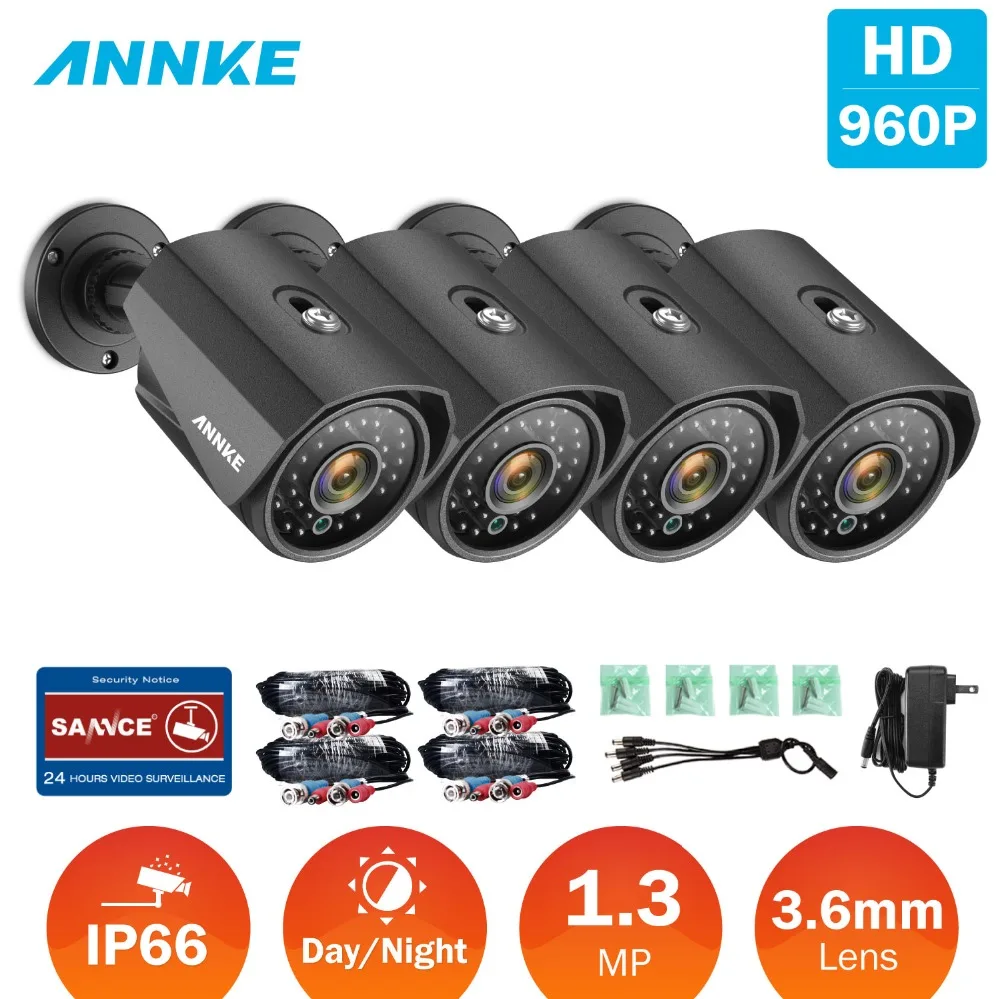 ANNKE 4 pieces Analog Camera Kit Set Bullet Weatherproof IP66 Indoor Outdoor IR-CUT 3.6 MM PAL/NTSC Night Vision Home Security 
ANNKE 4 pieces Analog Camera Kit Set Bullet Weatherproof IP66 Indoor Outdoor IR-CUT 3.6 MM PAL/NTSC Night Vision Home Security