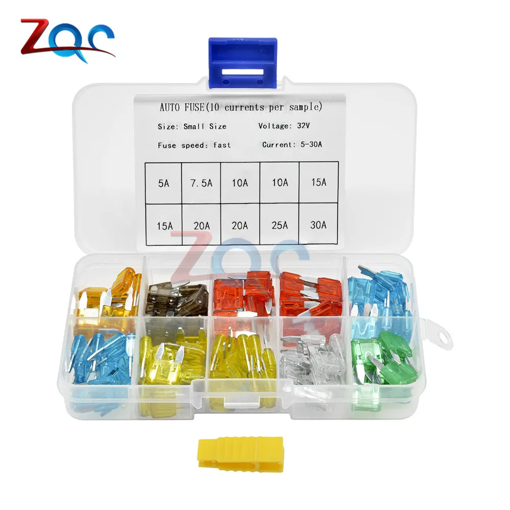 100PCS Small Size Car Fuses 5A 7.5A 10A 15A 20A 25A 30A Amp Clip Assortment Auto Mini Blade Type Fuse Set Truck Zinc Alloy
100PCS Small Size Car Fuses 5A 7.5A 10A 15A 20A 25A 30A Amp Clip Assortment Auto Mini Blade Type Fuse Set Truck Zinc Alloy