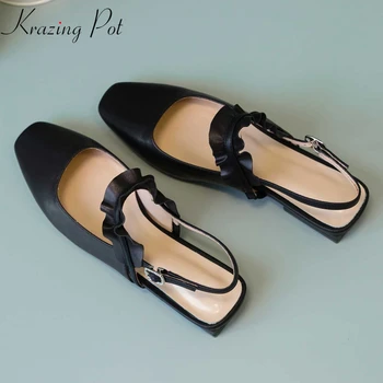 Krazing Pot full grain leather ruffles lacework thick low heels office lady dress elegant square toe superstar summer shoes L05
Krazing Pot full grain leather ruffles lacework thick low heels office lady dress elegant square toe superstar summer shoes L05