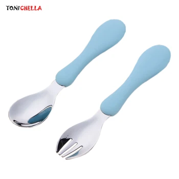 Baby Cutlery Candy Color Fork Spoon Set Infant Tableware Children Food Feeding Dinnerware Soft Handle Toddler Utensil T0628
Baby Cutlery Candy Color Fork Spoon Set Infant Tableware Children Food Feeding Dinnerware Soft Handle Toddler Utensil T0628