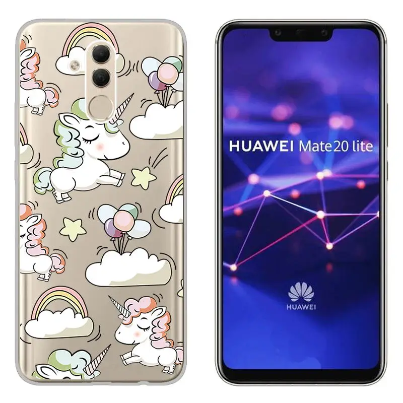Clear Patterned Slim Soft Rubber Silicone Case Cover sFor Huawei Mate 20 Lite Ultra Thin Capa Coque For Huawei Mate 20 Lite Case (8)