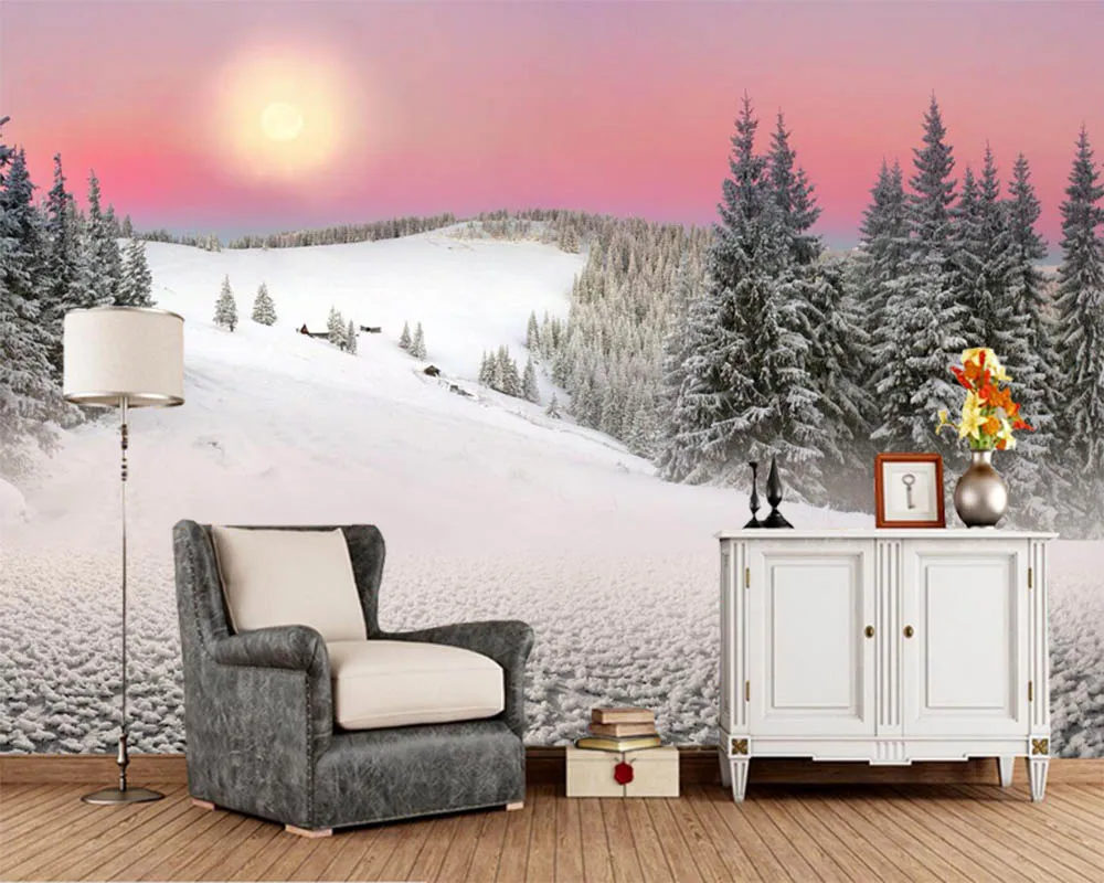 

Papel de parede Winter Snow Spruce Sun Nature photo wallpaper,living room bedroom TV backdrop bedroom wall papers home decors