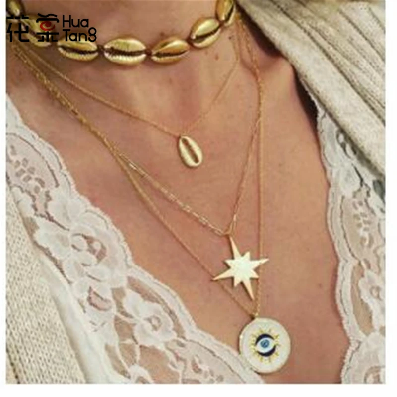 HuaTang Fashion Gold Simulation Shell Pendant Necklaces for Women Multi Layer Chains Charm Chokers Necklace Jewelry Collar 7108
HuaTang Fashion Gold Simulation Shell Pendant Necklaces for Women Multi Layer Chains Charm Chokers Necklace Jewelry Collar 7108