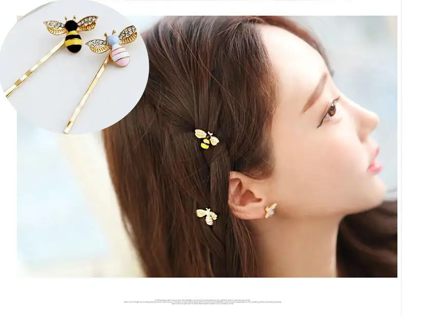 New Fashion Women Pearl Hair Clip Elegant Korean Design Little bee Metal Clips girls Hairpin Styling Accessories | Аксессуары для