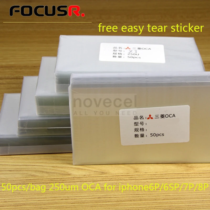 50pcs/Lot 250um OCA Optical Clear Adhesive For iphone 6P/6SP/7P/8P OCA Glue Touch Glass Lens Film Mobile Phone Stickers
50pcs/Lot 250um OCA Optical Clear Adhesive For iphone 6P/6SP/7P/8P OCA Glue Touch Glass Lens Film Mobile Phone Stickers