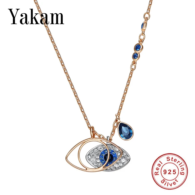 Blue crystal evil eye necklace gold color devil eyes S925 sterling silver pendants for women jewelry accessories findings making
Blue crystal evil eye necklace gold color devil eyes S925 sterling silver pendants for women jewelry accessories findings making