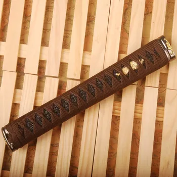 Straight Tsuka with Brown Silk Ito & Imitated Black Rayskin & Alloy Fuchi Kashira Fitting for Japanese Sword Katana Handle HS11
Straight Tsuka with Brown Silk Ito & Imitated Black Rayskin & Alloy Fuchi Kashira Fitting for Japanese Sword Katana Handle HS11