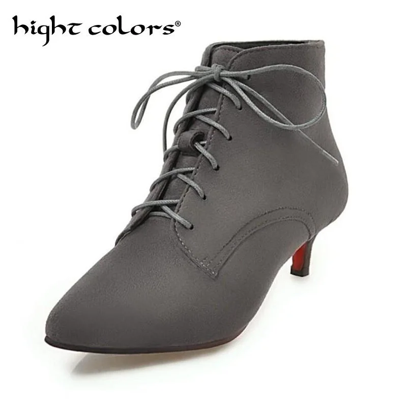 2019 Women Pointed Toe Thin Med Heels Suede Black Lace-up Ankle Boots Spring Autumn Shoes Concise Ladies Boots Size 34-43
2019 Women Pointed Toe Thin Med Heels Suede Black Lace-up Ankle Boots Spring Autumn Shoes Concise Ladies Boots Size 34-43