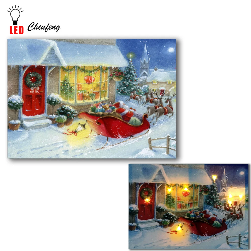 Led canvas printing wall decorative Santa Claus Deer Sledge Christmas Gigantic oil Painting on Canvas light up poster and print
Led canvas printing wall decorative Santa Claus Deer Sledge Christmas Gigantic oil Painting on Canvas light up poster and print
