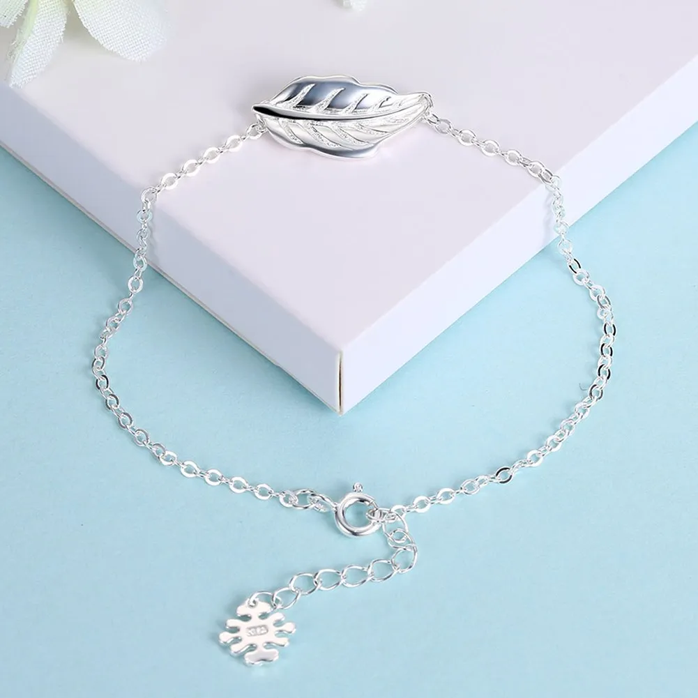 SILVERHOO Fashion Leaf Charm Bracelet Simple Elegant Jewelry Beautiful Elegant For Women Evening Gift Bracelets
SILVERHOO Fashion Leaf Charm Bracelet Simple Elegant Jewelry Beautiful Elegant For Women Evening Gift Bracelets