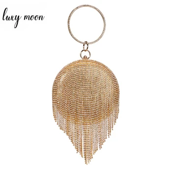 Round Shaped Women Clutch Bags Luxury Diamond Rhinestone Tassel Female Clutches Purse Mini Handbags Chain Shoulder Bag ZD1236
Round Shaped Women Clutch Bags Luxury Diamond Rhinestone Tassel Female Clutches Purse Mini Handbags Chain Shoulder Bag ZD1236