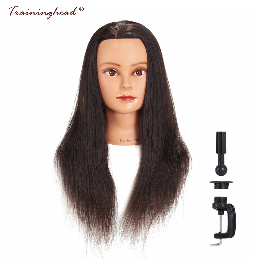 Traininghead 20-22" Mannequin Head 100% Human Hair Hairdresser Cosmetology Doll Manikin Training Can Styling Dye Cutting | Шиньоны и