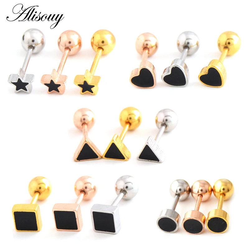 Alisouy Star Triangle Square Round Heart enamel Ear Stud Earrings Women Men Stainless Steel Ear Tragus Cartilage Helix Piercings
Alisouy Star Triangle Square Round Heart enamel Ear Stud Earrings Women Men Stainless Steel Ear Tragus Cartilage Helix Piercings