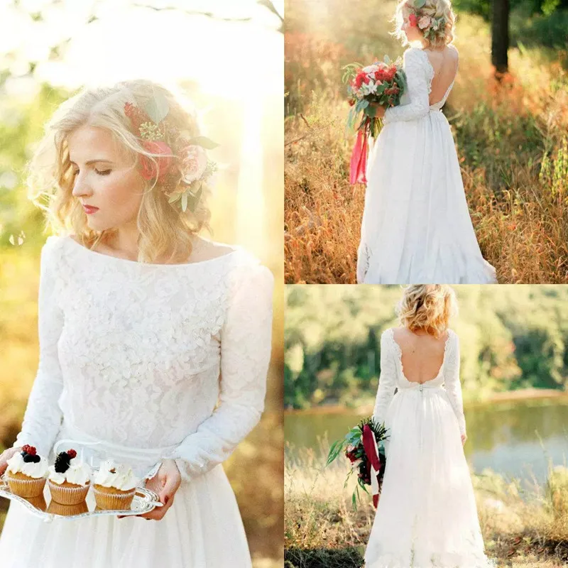 Romantic A-Line Wedding Dresses With Long Lace Appliques Sweep Train Long Sleeve Boho Sexy Backless Bridal Gowns wedding gown
Romantic A-Line Wedding Dresses With Long Lace Appliques Sweep Train Long Sleeve Boho Sexy Backless Bridal Gowns wedding gown