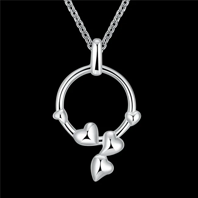 Image 2016 Brand 925 Silver Round Pendant Necklace sweet personalized Christmas gift glamor good match factory cheap hot
