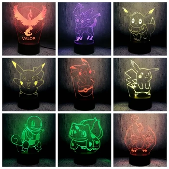 Go Action Pokemon Figure 3D RGB Lamp Pikachu Eevee Turtle Bird Fire Dragon Pokeball Ball Bulbasaur Bay Role Gift LED Night Light 
Go Action Pokemon Figure 3D RGB Lamp Pikachu Eevee Turtle Bird Fire Dragon Pokeball Ball Bulbasaur Bay Role Gift LED Night Light