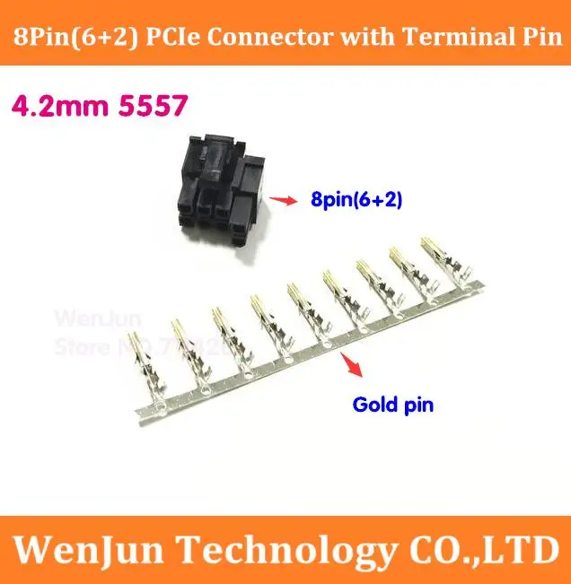 

High Quality 4.2mm black 6+2PIN 8P 8PIN male for ATX graphics card GPU PCIe Power connector plastic shell with Gold terminal Pin
