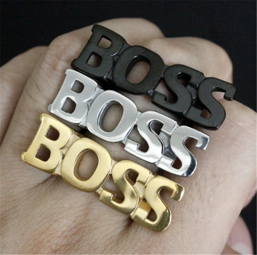 Size 7 To 13 Letter BOSS Ring Stainless Steel Mens Women Gold Silver Black Punk Style Rich Man Big Boss Ring
Size 7 To 13 Letter BOSS Ring Stainless Steel Mens Women Gold Silver Black Punk Style Rich Man Big Boss Ring