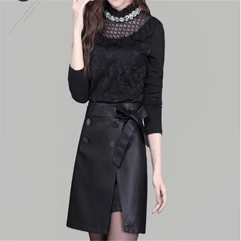 Women new PU leather midskirt large size slim a-line skirt high waist slit skirt work wear and waist belt L XL 3XL
Women new PU leather midskirt large size slim a-line skirt high waist slit skirt work wear and waist belt L XL 3XL