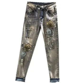 women fashion Slim heavy embroidered three-dimensional flower hole elastic skinny jeans plus size 25-31
women fashion Slim heavy embroidered three-dimensional flower hole elastic skinny jeans plus size 25-31